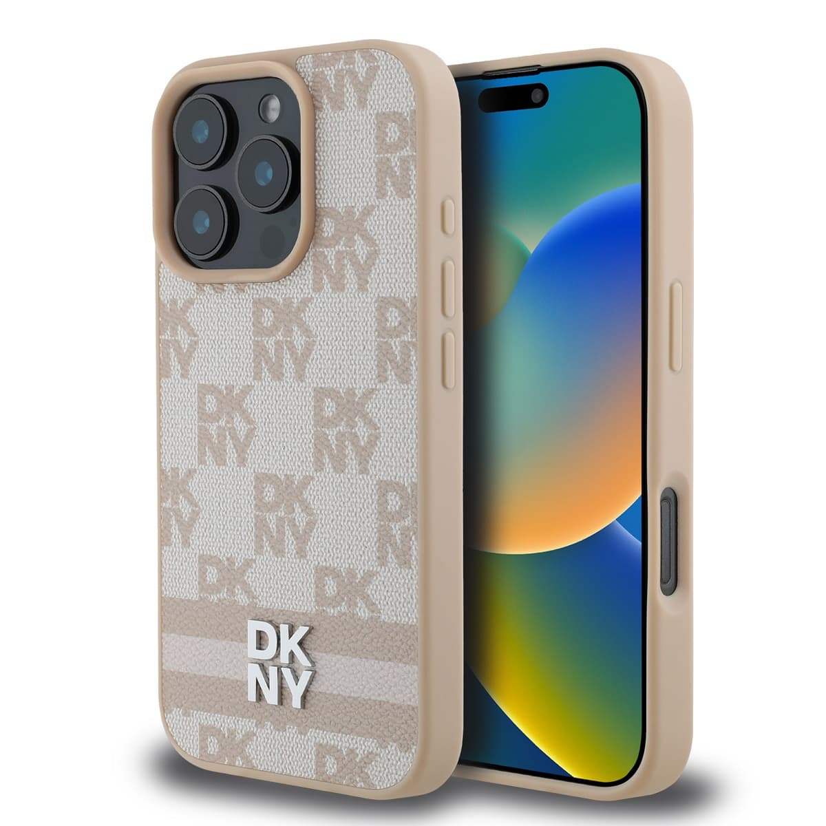 Zadní kryt DKNY PU Leather Checkered Pattern and Stripe pro iPhone 16 Pro Pink - náhled 1