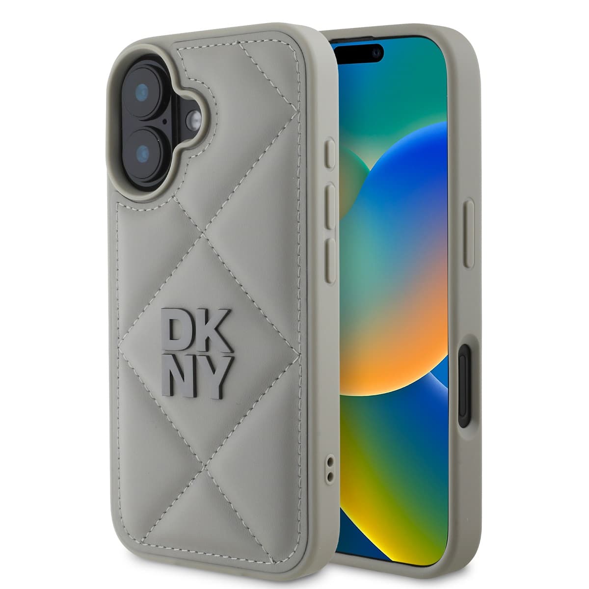 Zadní kryt DKNY PU Leather Quilted Stack Logo pro iPhone 16 Plus Grey - náhled 1