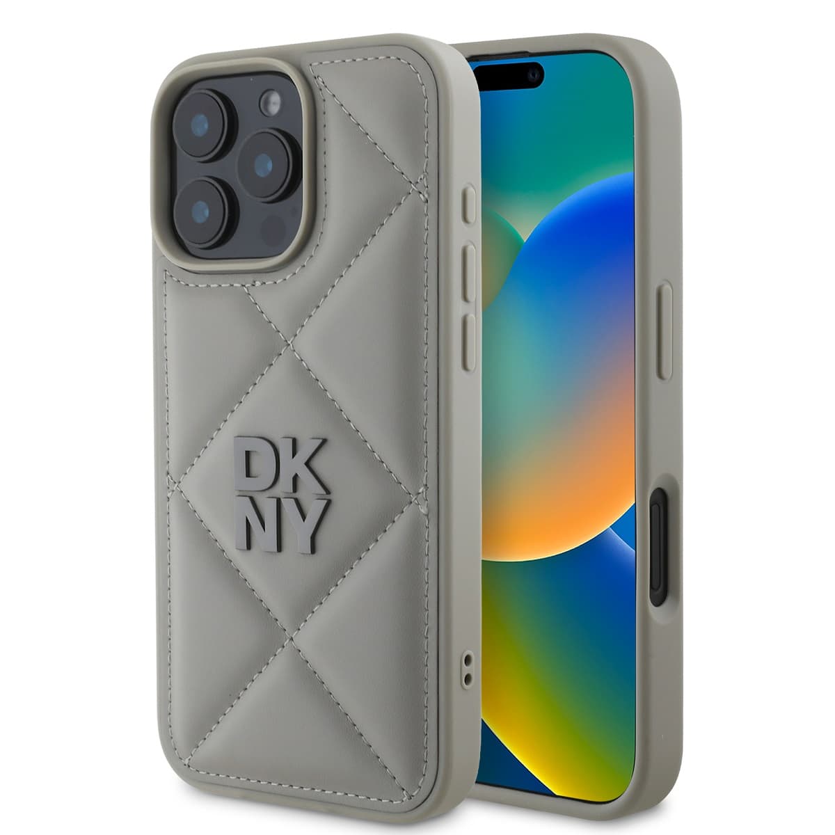 Zadní kryt DKNY PU Leather Quilted Stack Logo pro iPhone 16 Pro Max Grey - náhled 1