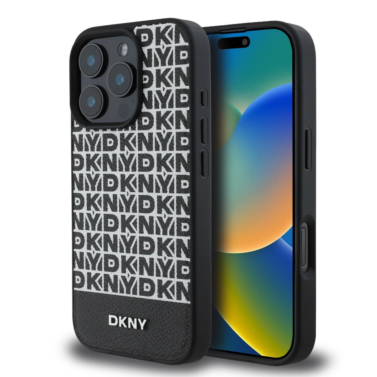 Zadní kryt DKNY PU Leather Repeat Pattern Bottom Stripe MagSafe pro iPhone 16 Pro Max Black - náhled 1