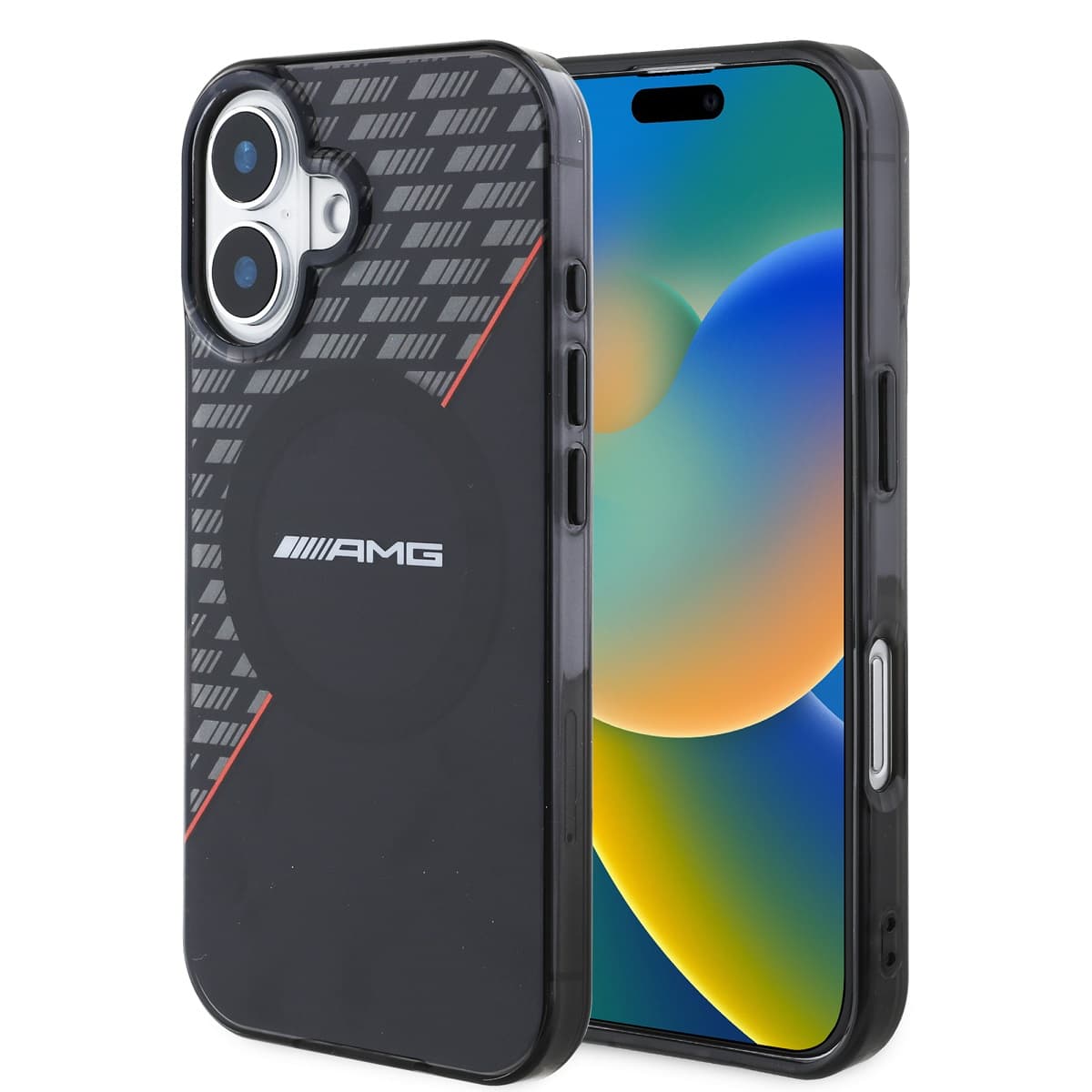 Zadní kryt AMG Rhombs MagSafe pro iPhone 16 Plus Black-Red - náhled 1