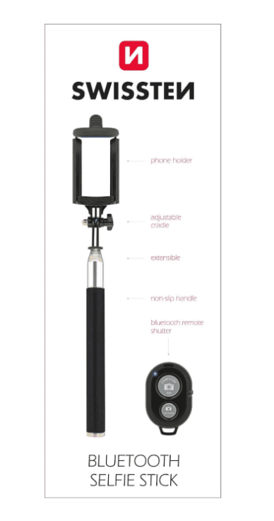 Bluetooth selfie tyč Swissten černá