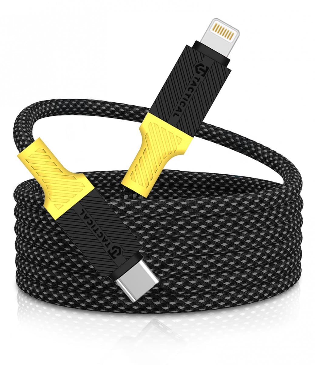 Datový kabel Tactical MagRope USB-C - Lightning 1m Black-Yellow - náhled 1