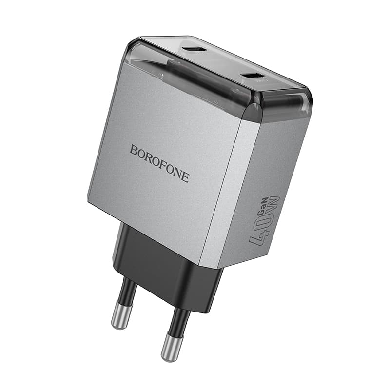 Adaptér Borofone BN21 Lena s funkcí rychlonabíjení Dual 40W šedý - náhled 1