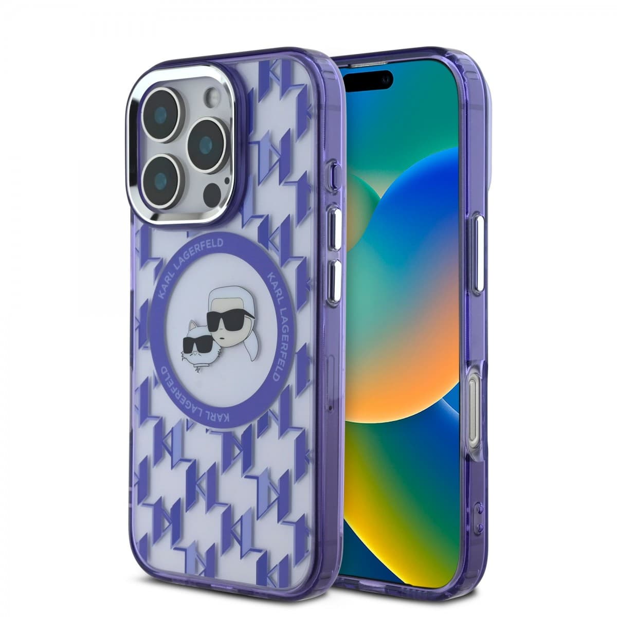 Zadní kryt Karl Lagerfeld IML Monogram K&amp;CH Heads MagSafe pro iPhone 16 Pro Purple - náhled 1