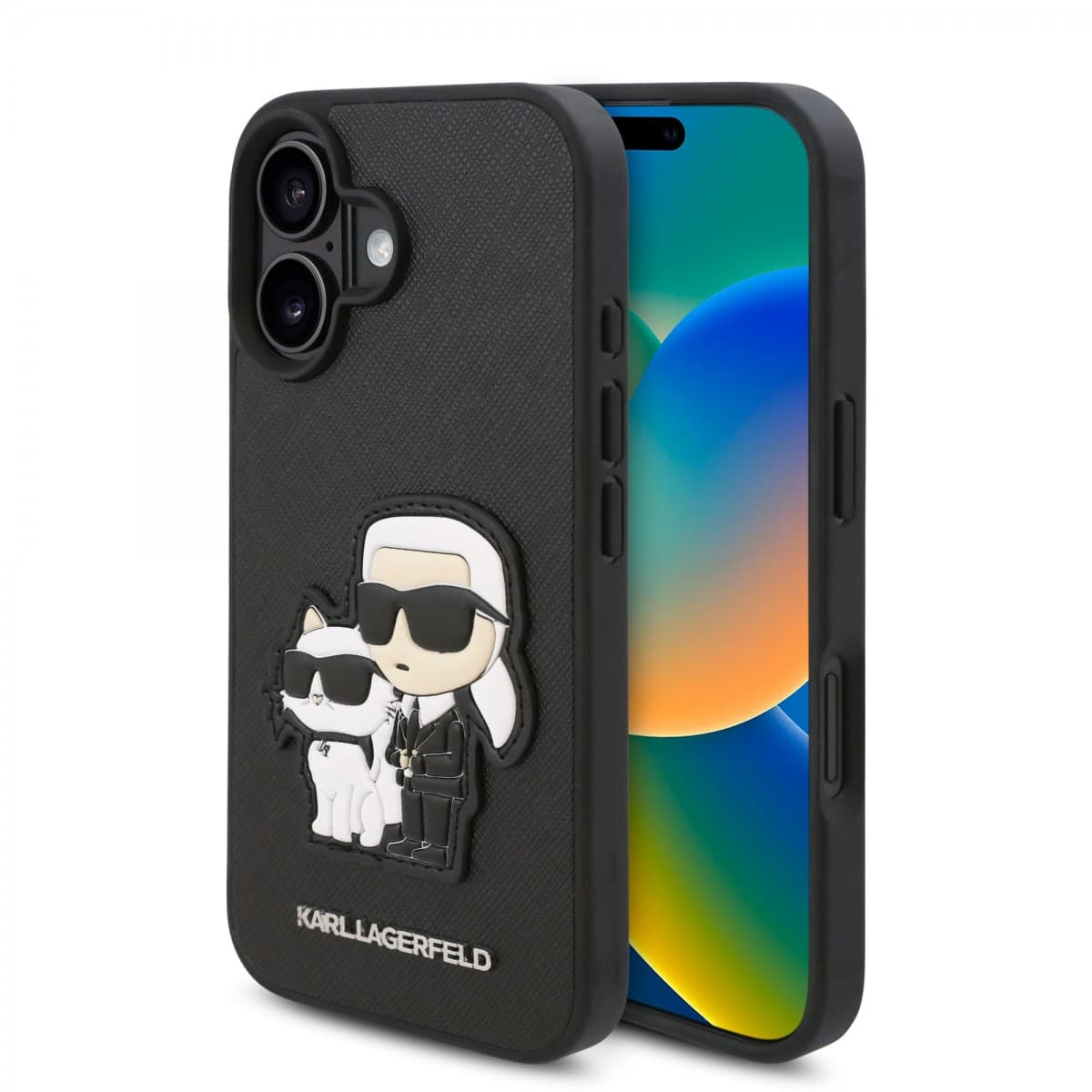 Zadní kryt Karl Lagerfeld PU Saffiano Karl and Choupette pro iPhone 16 Plus Black - náhled 1