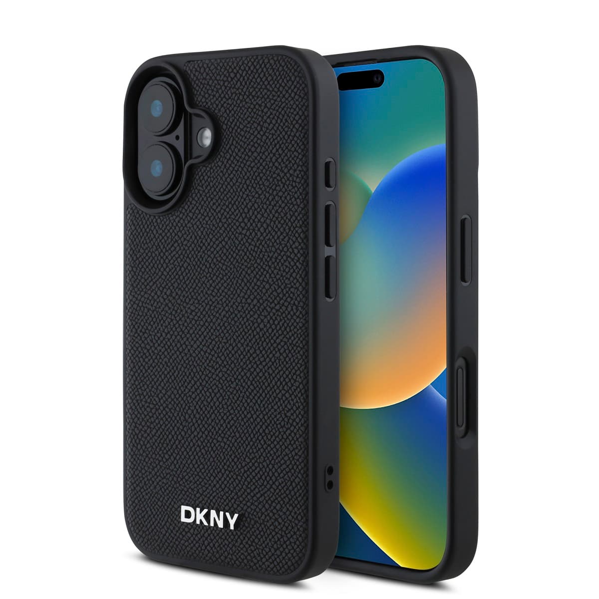 Zadní kryt DKNY PU Leather Silver Metal Logo Magsafe pro iPhone 16 Plus Black - náhled 1