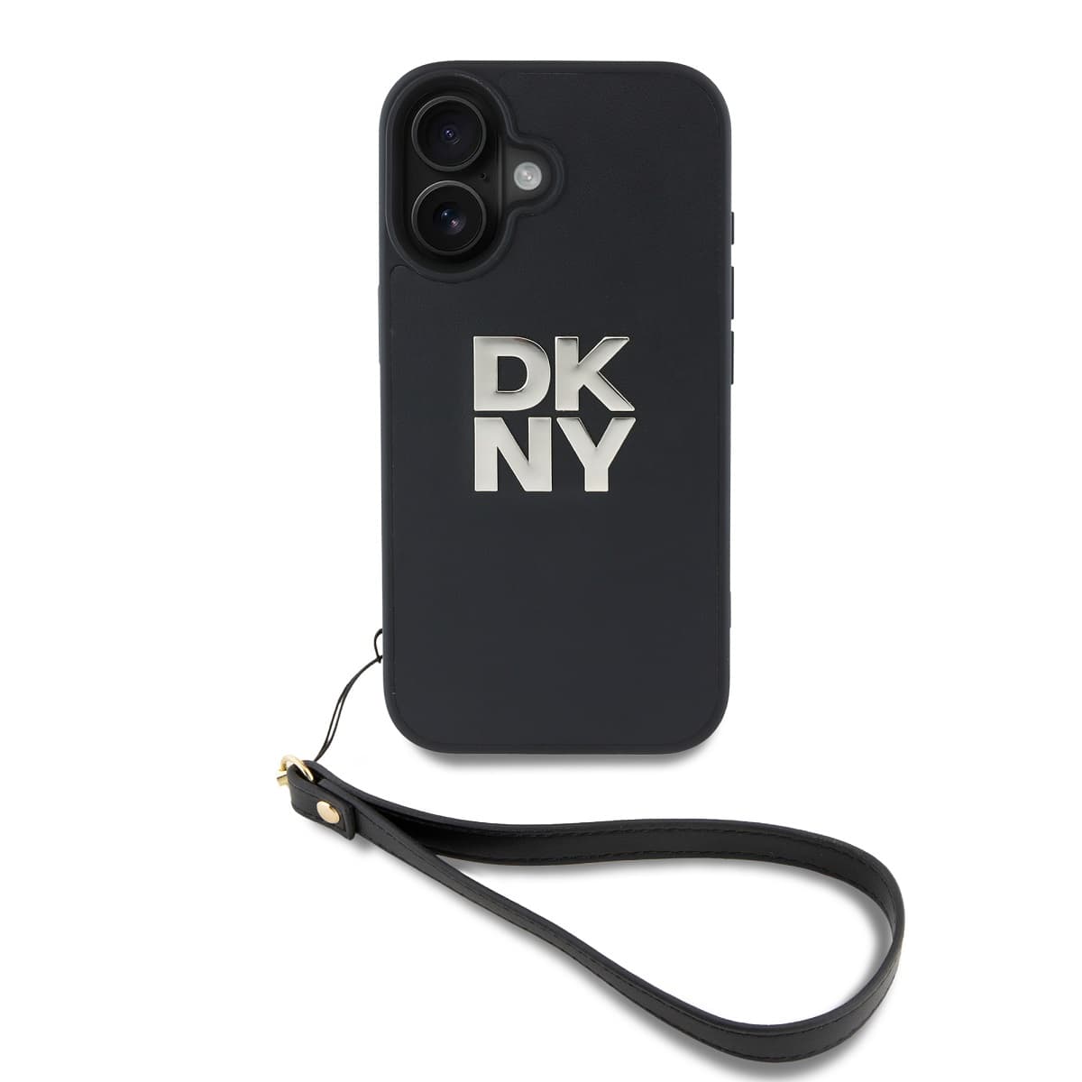 Zadní kryt DKNY PU Leather Stack Logo Wrist Strap pro iPhone 16 Black - náhled 1