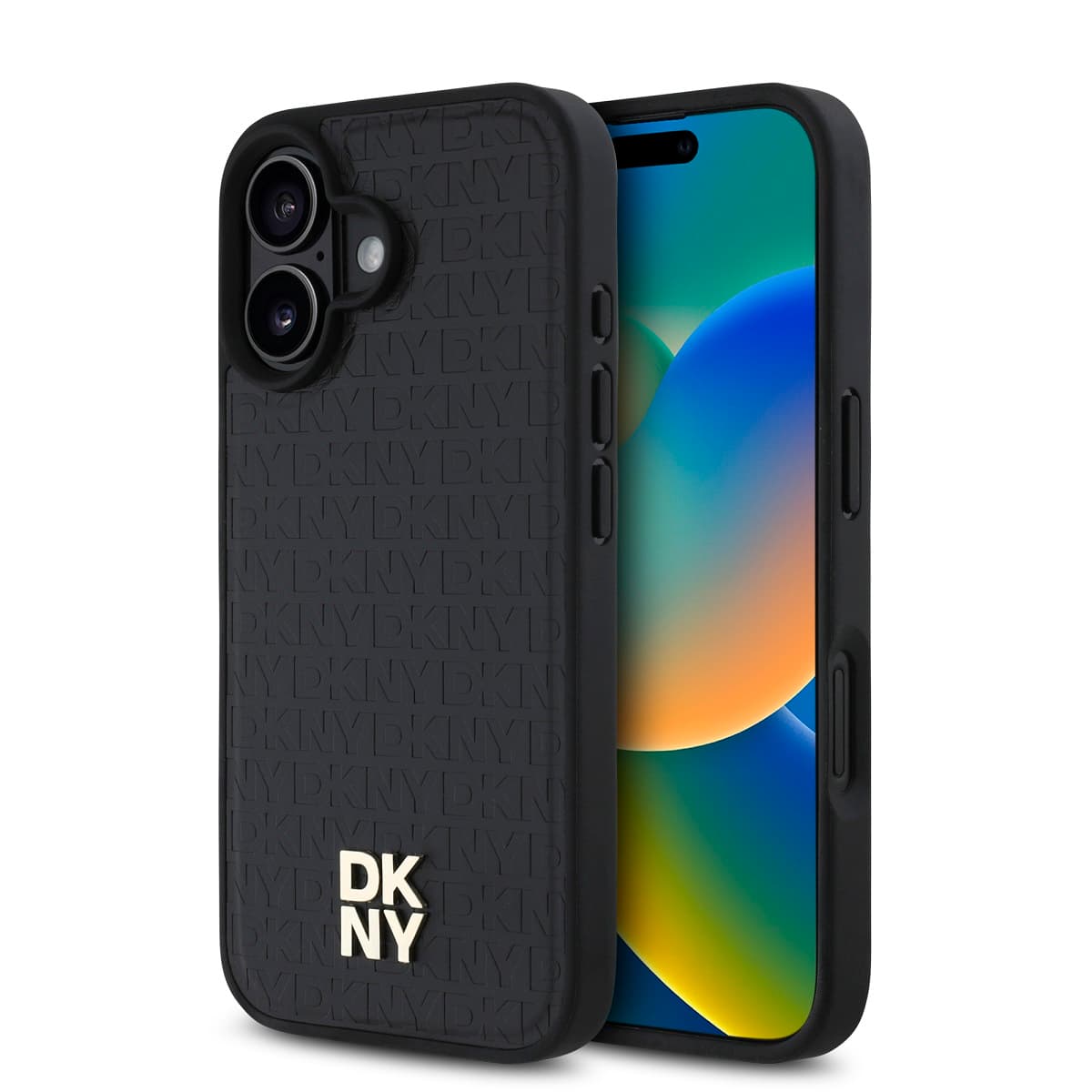 Zadní kryt DKNY PU Leather Repeat Pattern Stack Logo MagSafe pro iPhone 16 Black - náhled 1