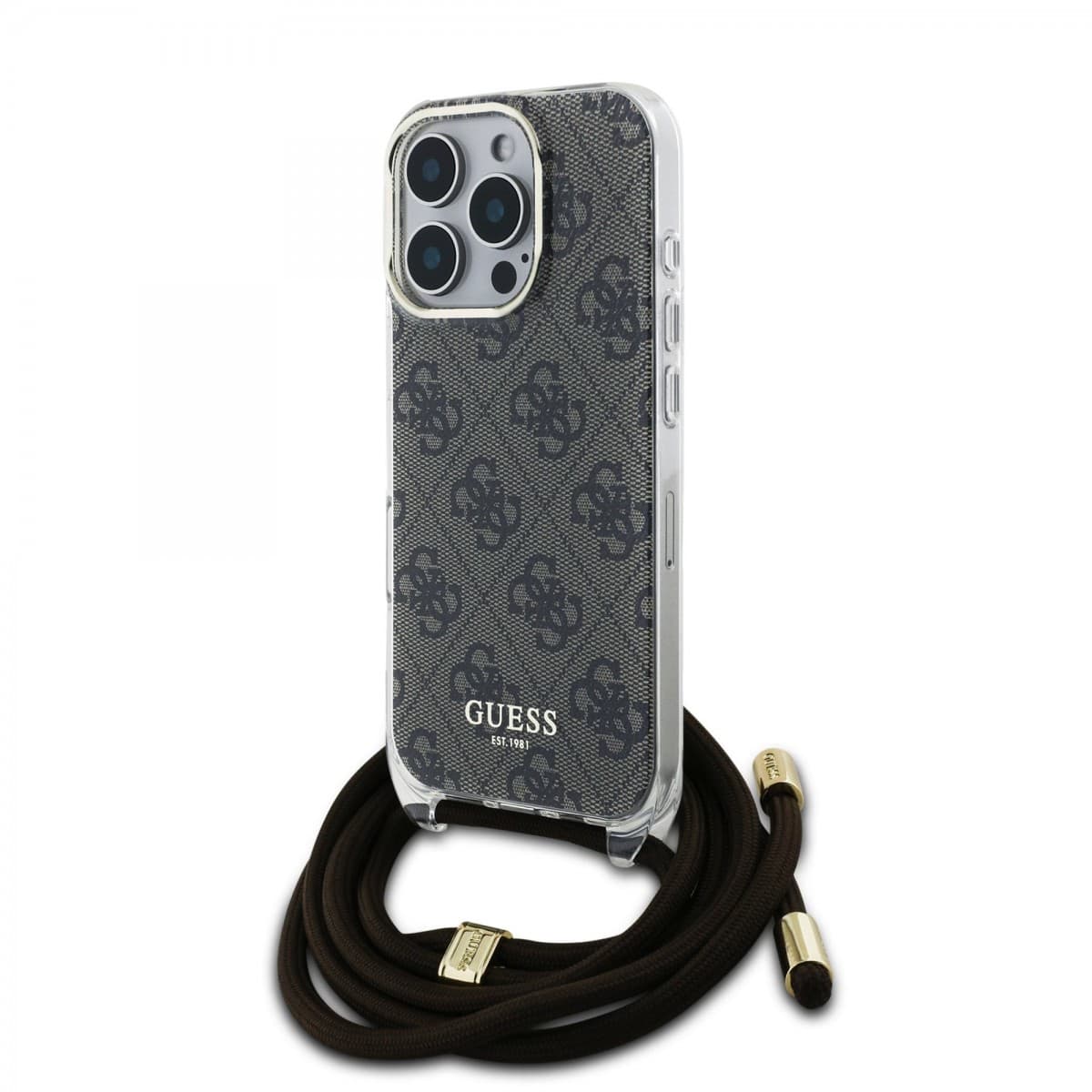 Zadní kryt Guess IML 4G Printed Crossbody Popruh pro iPhone 16 Pro Max Brown - náhled 1