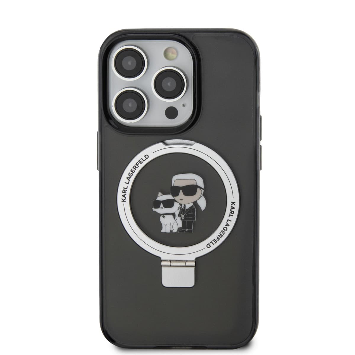 Zadní kryt Karl Lagerfeld Ringstand Karl and Choupette MagSafe pro iPhone 16 Pro Max Black - náhled 1
