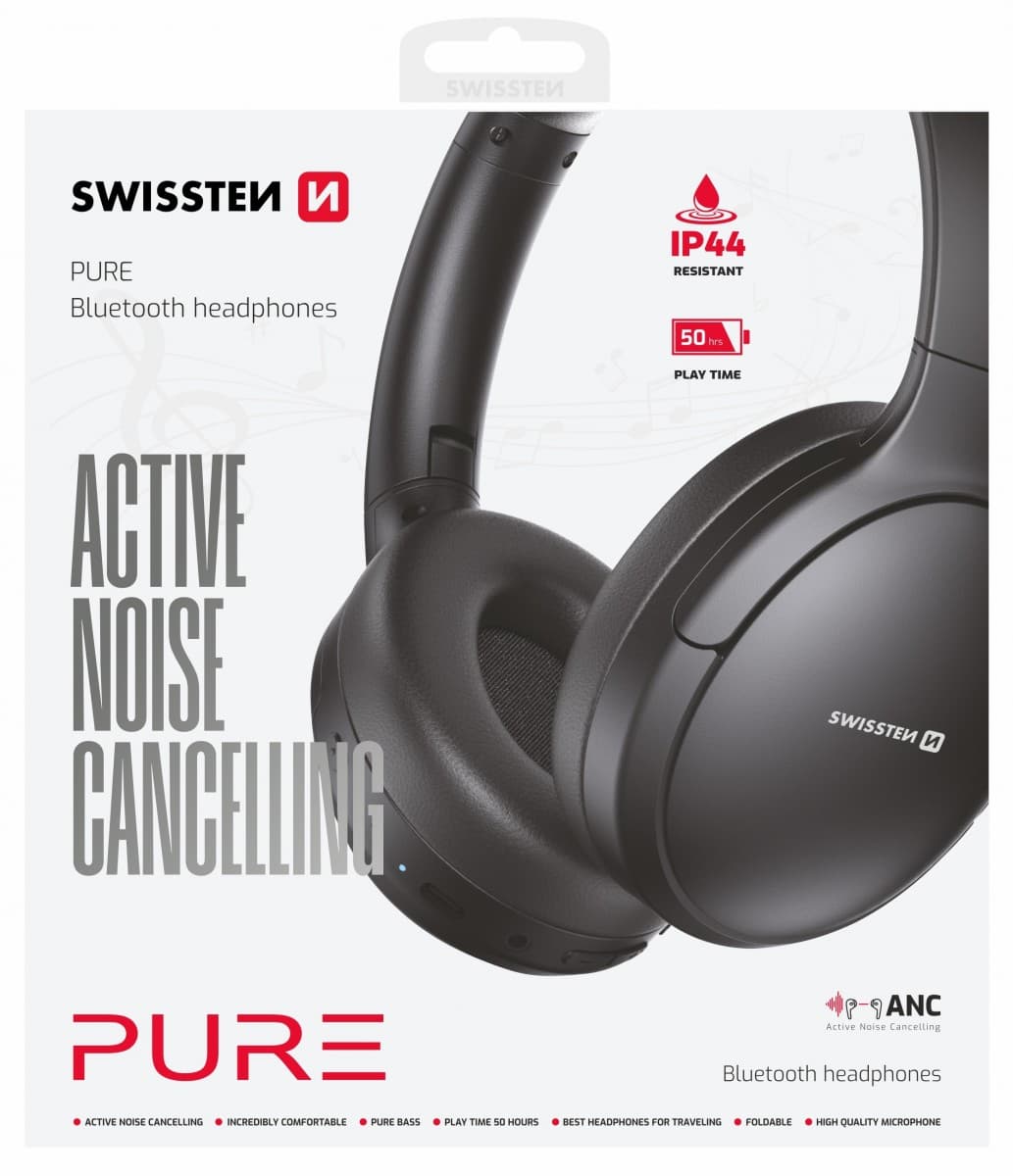 Sluchátka Swissten Pure Bluetooth ANC černá