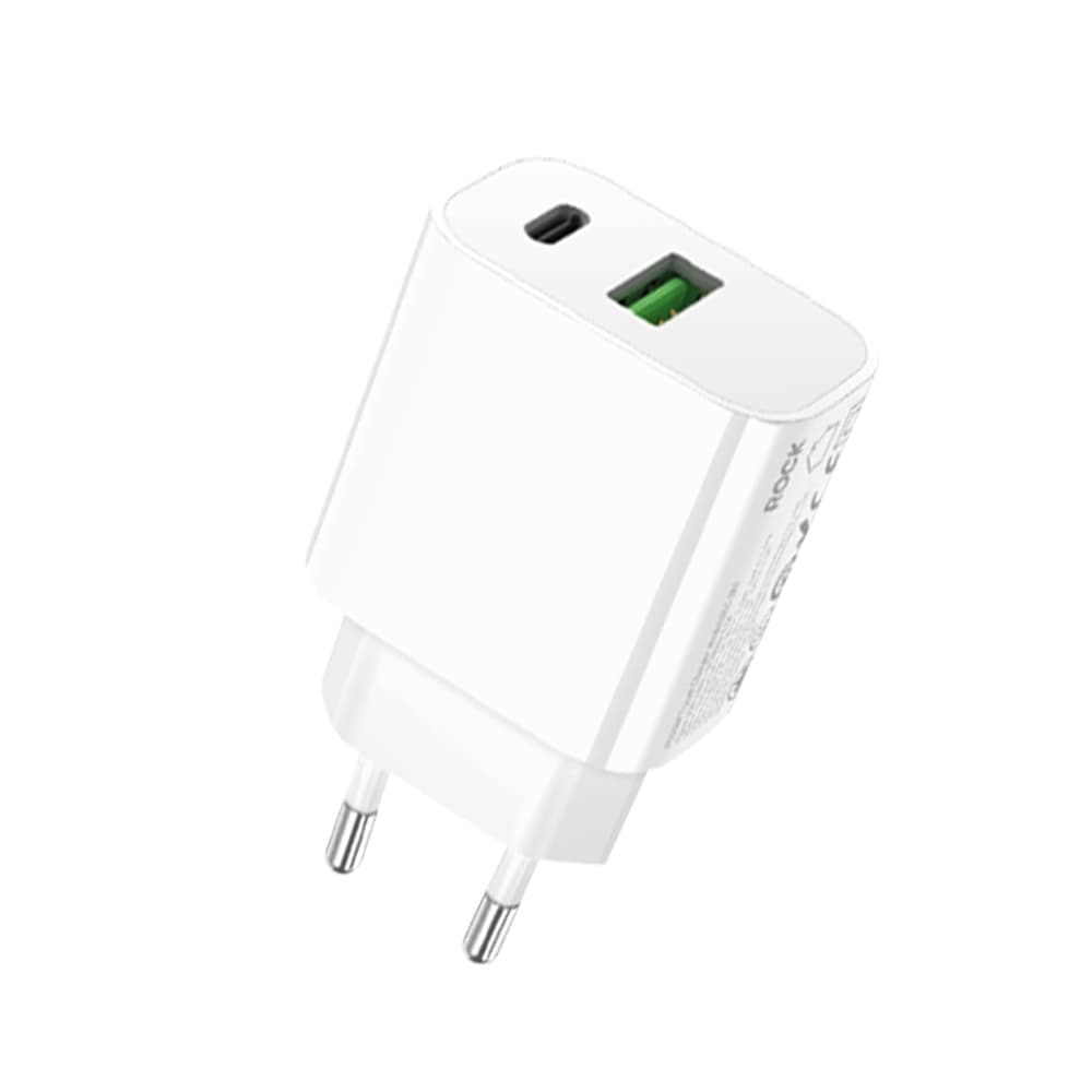 Adaptér Rock T43 s funkcí rychlonabíjení QC, PD 20W 3A bílý - náhled 1