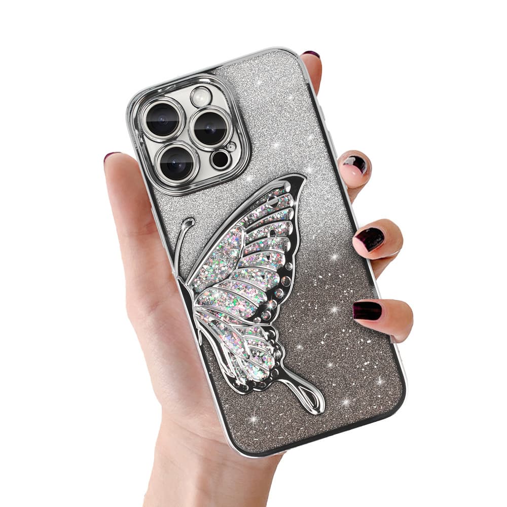 Zadní kryt Tel Protect Butterfly Water pro iPhone 14 Pro Max stříbrný - náhled 1