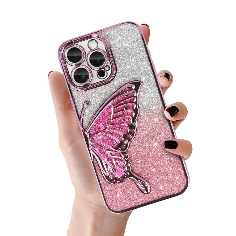 Zadní kryt Tel Protect Butterfly Water pro iPhone 15 Pro růžový - náhled 1