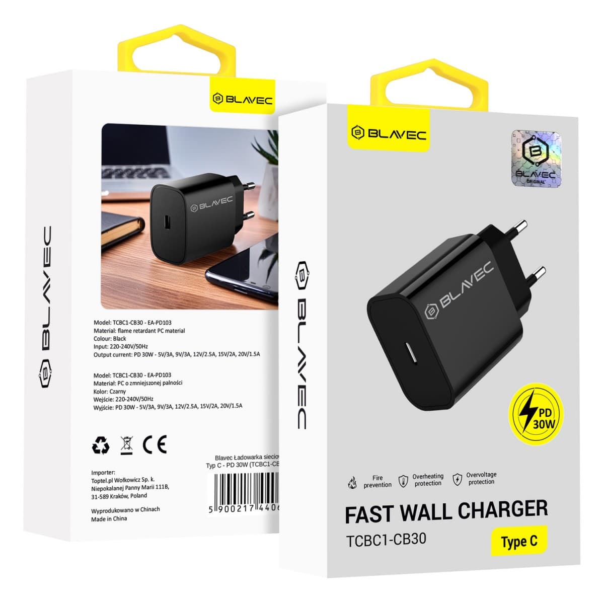Adaptér Blavec BC1 s funkcí rychlonabíjení 30W (TCBC1-CB30) černý - náhled 1
