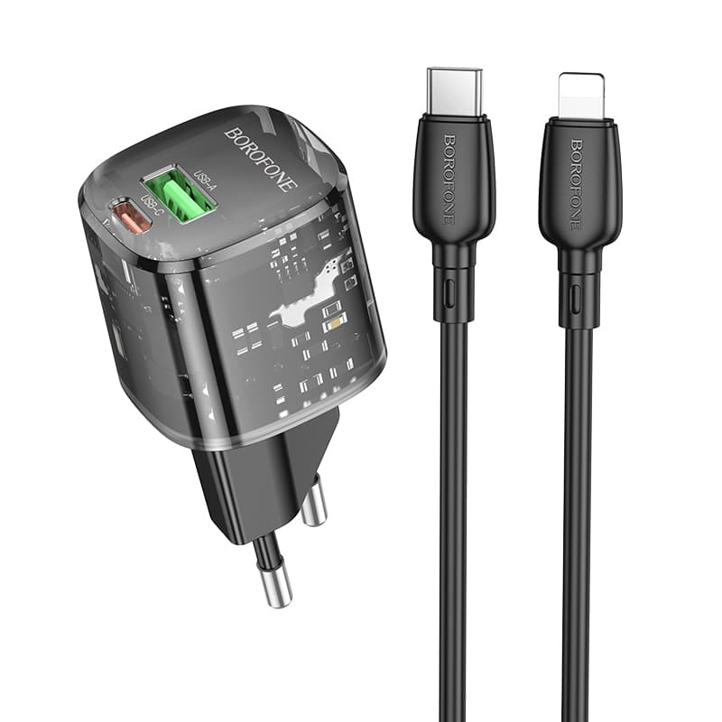 Rychlonabíječka Borofone BN17 Sunlight + datový kabel Lightning Dual 20W černá - náhled 1