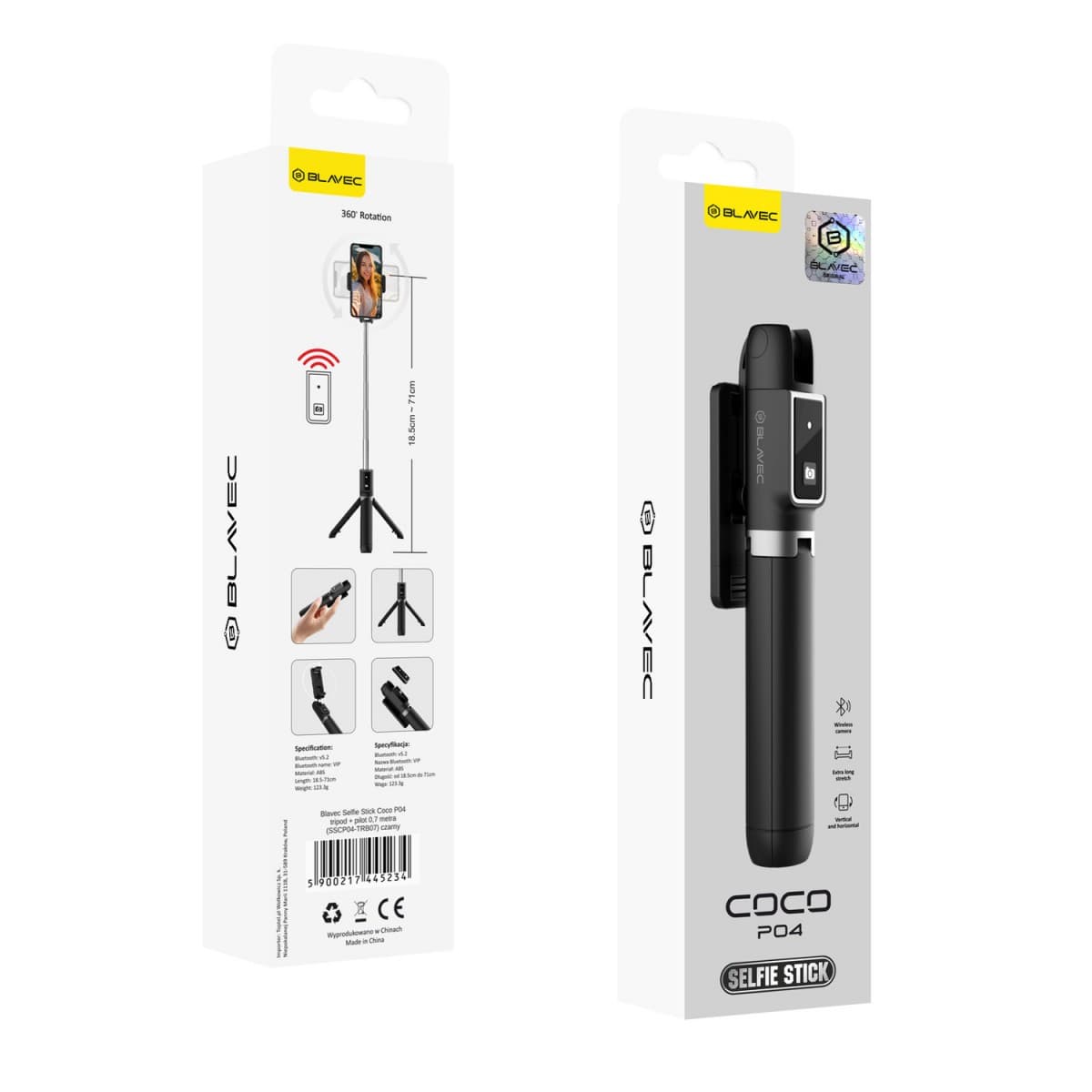 Selfie tripod tyč Blavec Coco P04 Bluetooth 0,7 m (SSCP04-TRB07) černá - náhled 1