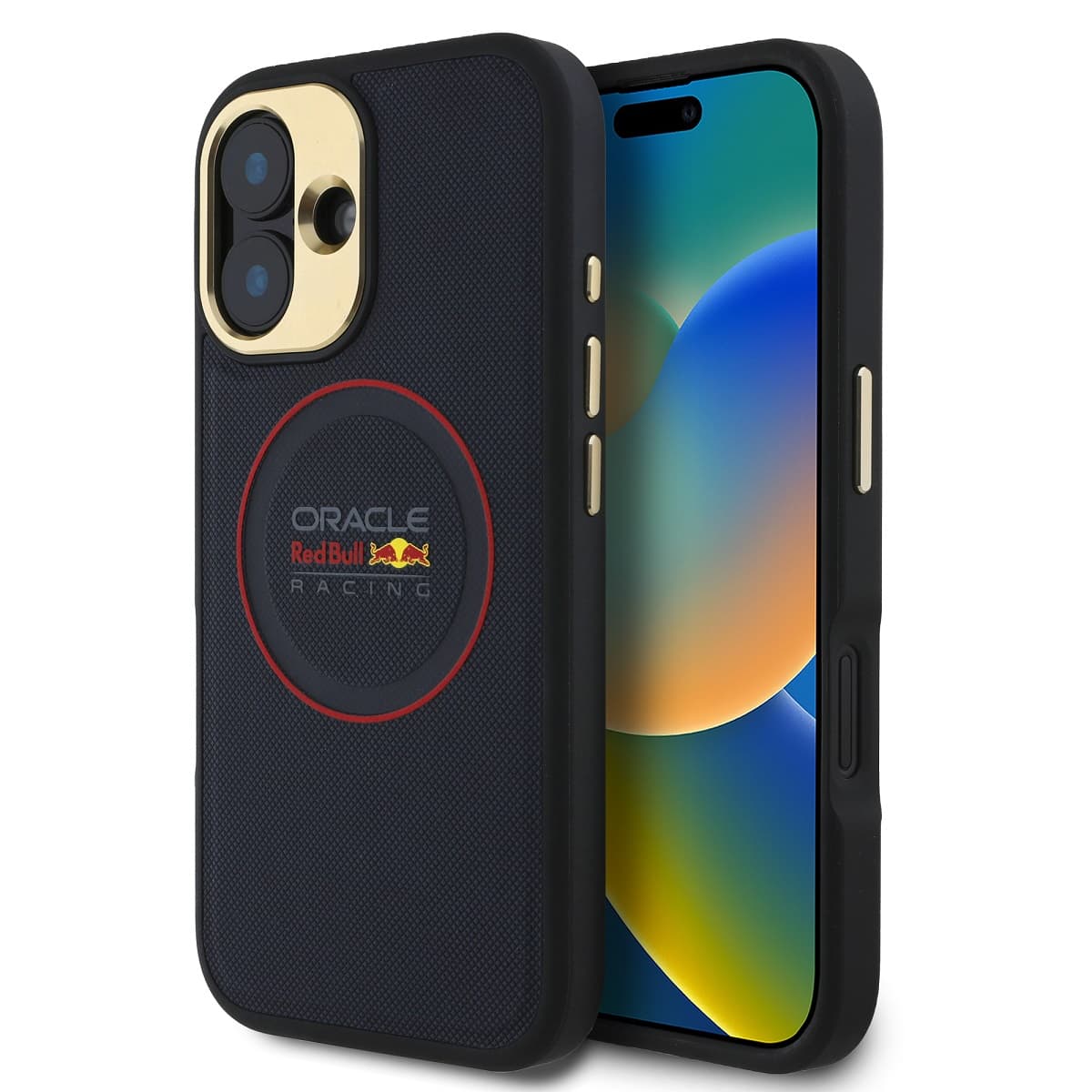 Zadní kryt Red Bull PU Leather Red Ring MagSafe pro iPhone 16 Navy