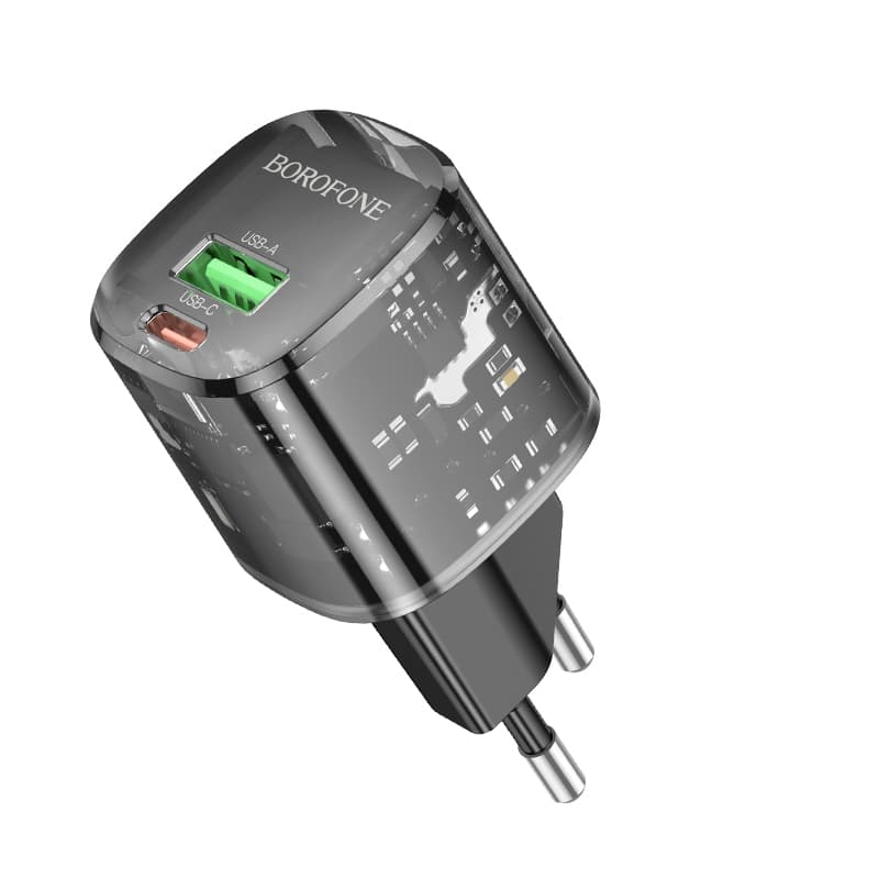 Adaptér Borofone BN17 Sunlight s funkcí rychlonabíjení Dual 20W 3A černý - náhled 1