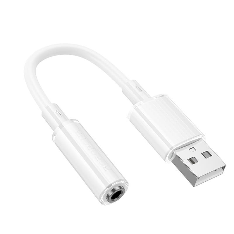 Adaptér Borofone BV22 Lemon - USB-A - jack 3,5 mm bílý - náhled 1