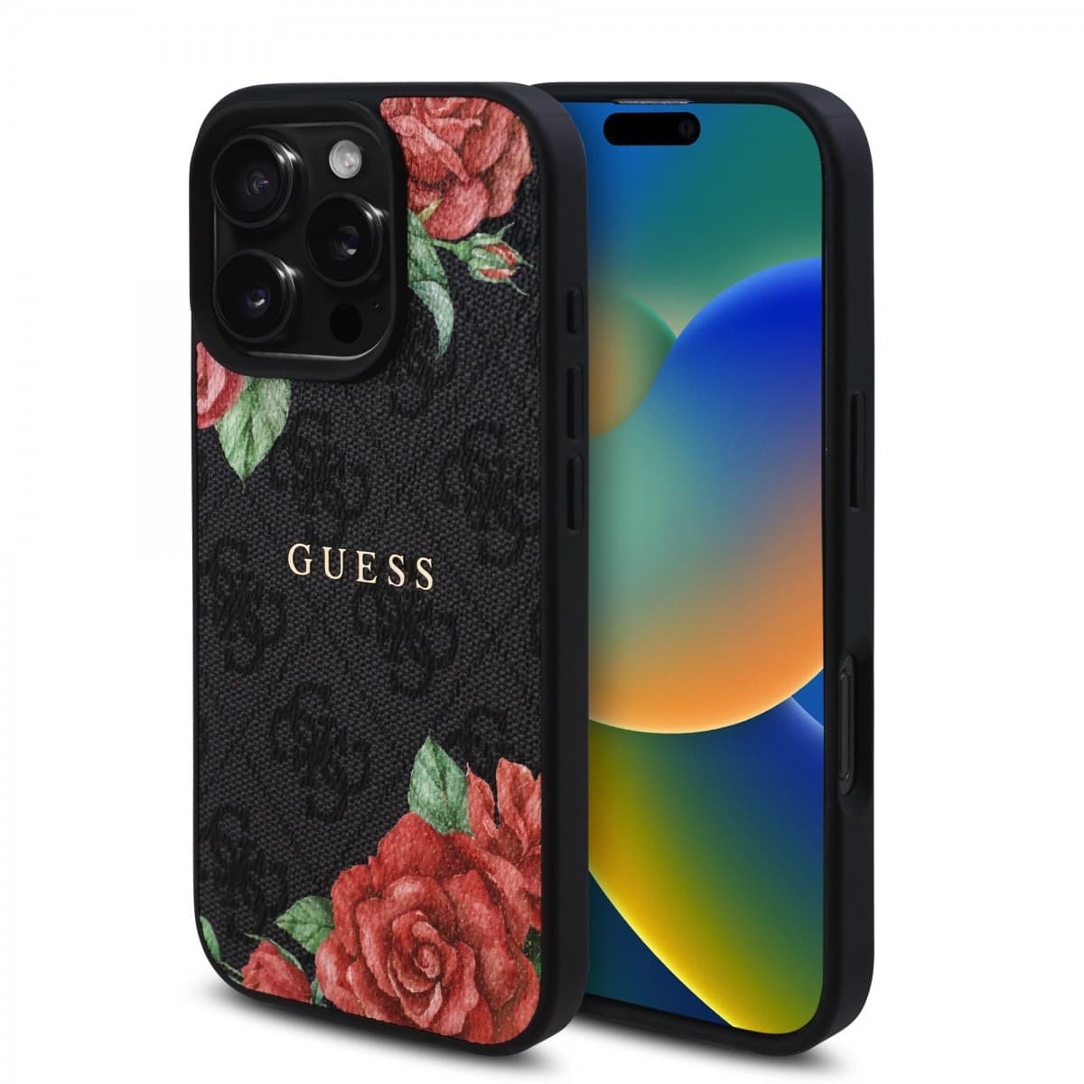 Zadní kryt Guess PU Leather 4G Roses MagSafe pro iPhone 16 Pro Black - náhled 1