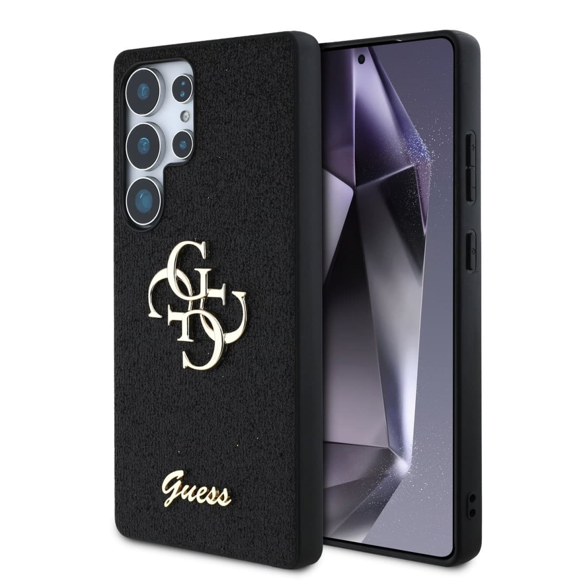 Zadní kryt Guess PU Fixed Glitter 4G Metal Logo pro Samsung Galaxy S25 Ultra Black - náhled 1