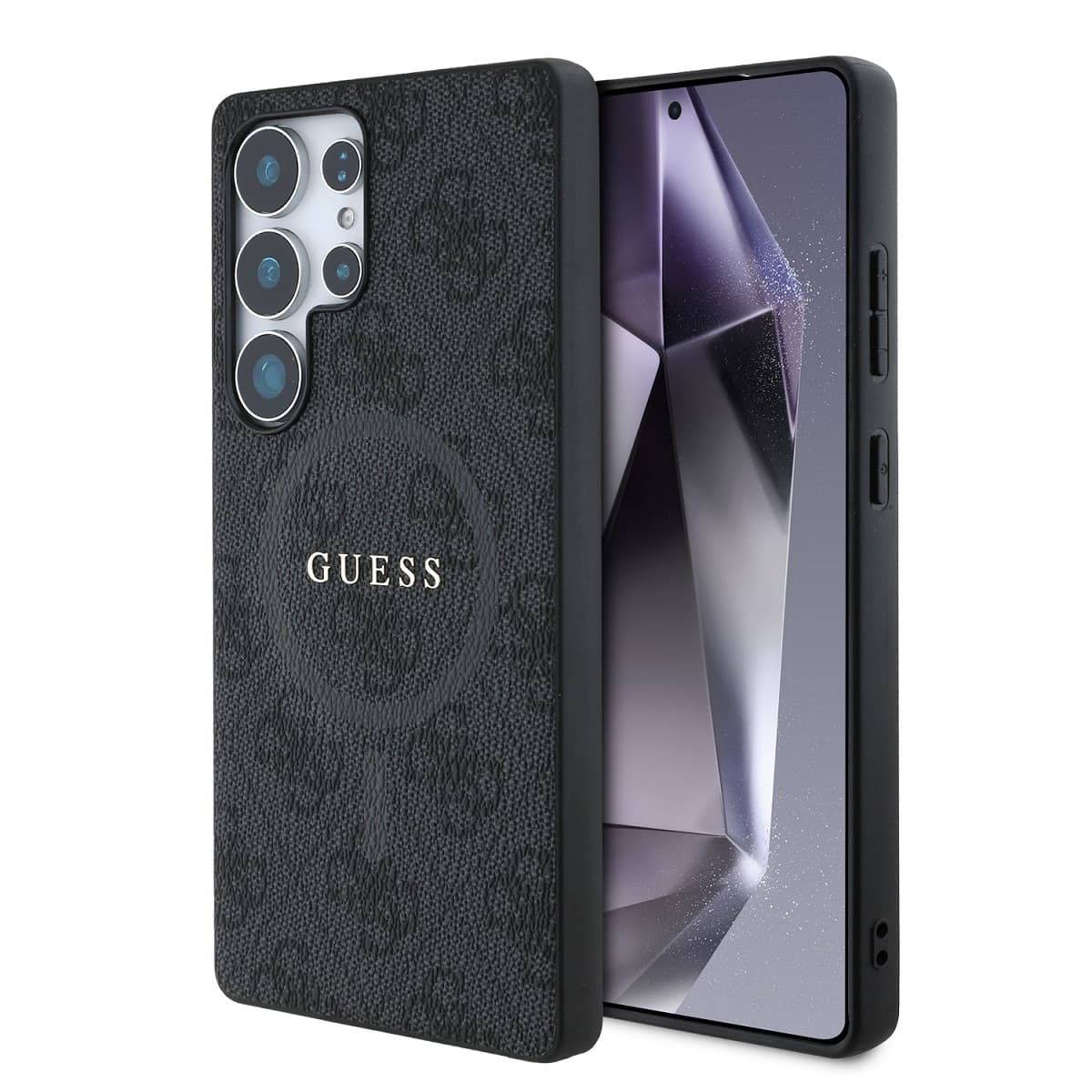 Zadní kryt Guess PU Leather 4G Colored Ring MagSafe pro Samsung Galaxy S25 Ultra Black - náhled 1