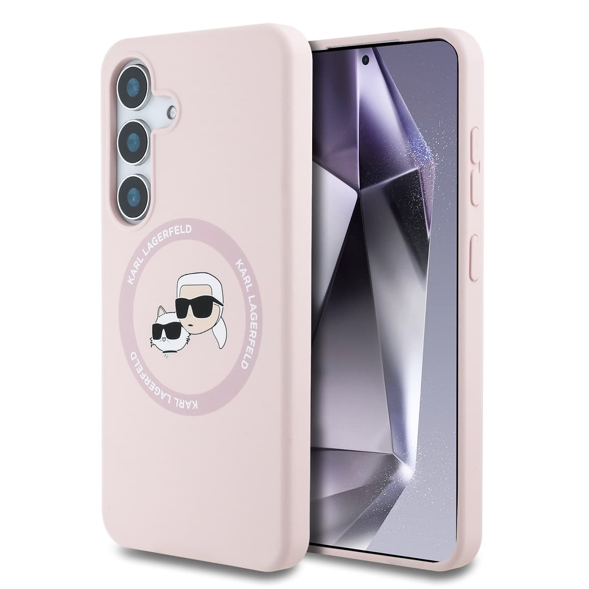 Zadní kryt Karl Lagerfeld Liquid Silicone K&amp;CH Heads MagSafe pro Samsung Galaxy S25+ Pink