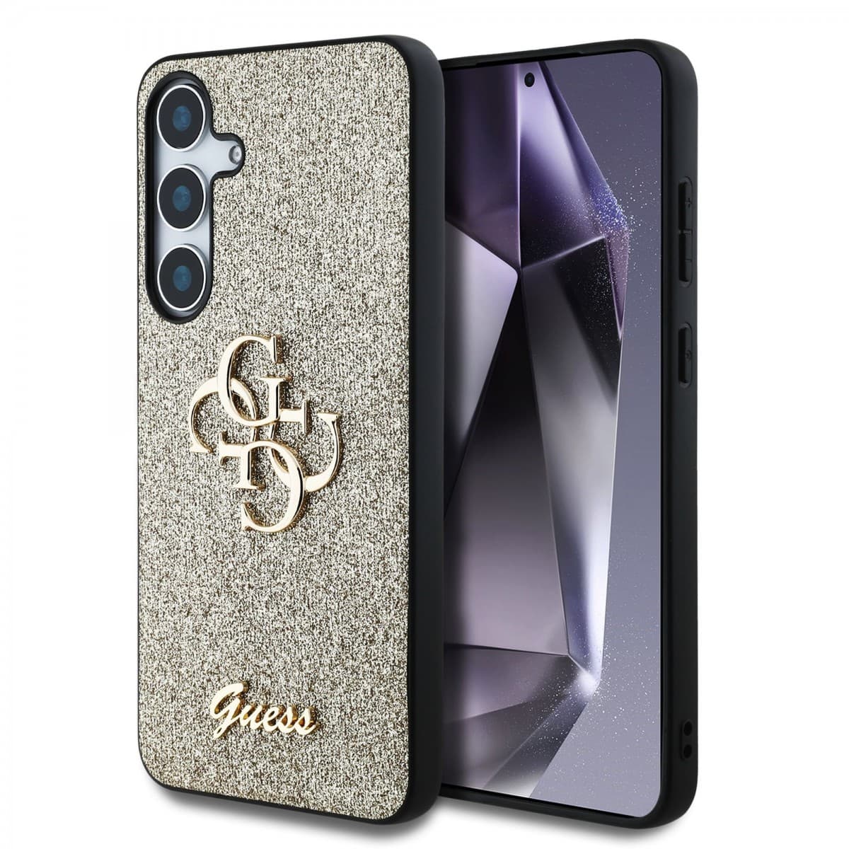 Zadní kryt Guess PU Fixed Glitter 4G Metal Logo pro Samsung Galaxy S25+ Gold - náhled 1