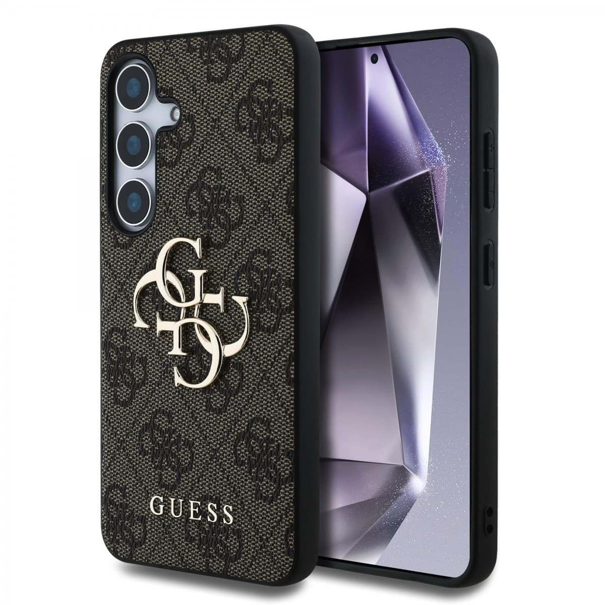 Zadní kryt Guess PU 4G Metal Logo pro Samsung Galaxy S25 Brown - náhled 1