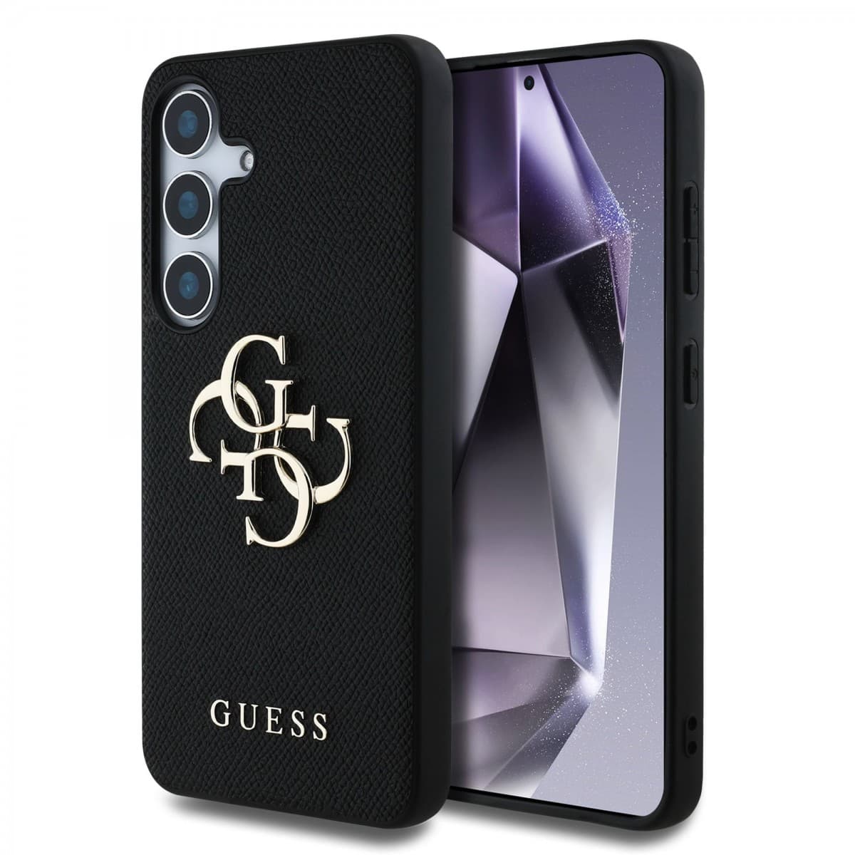 Zadní kryt Guess PU Grained 4G Metal Logo pro Samsung Galaxy S25 Black - náhled 1