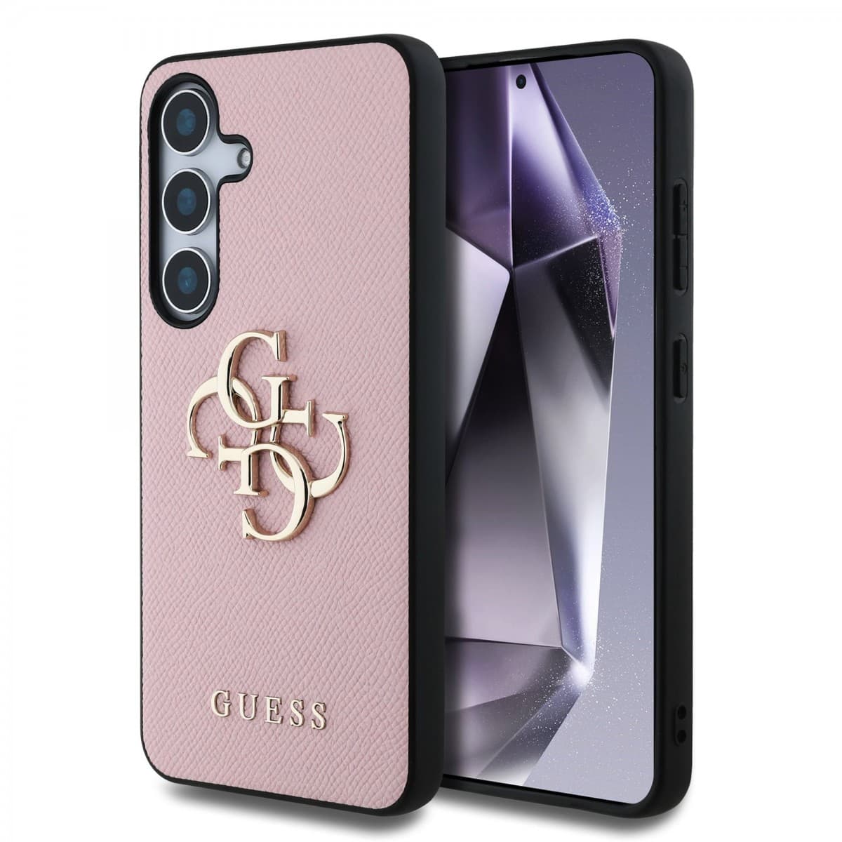 Zadní kryt Guess PU Grained 4G Metal Logo pro Samsung Galaxy S25 Pink - náhled 1