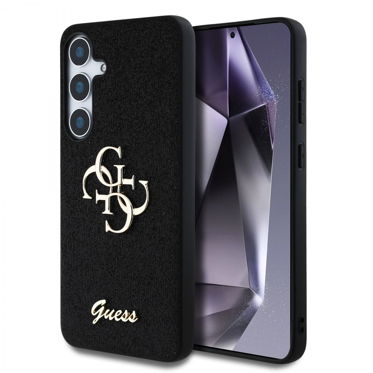 Zadní kryt Guess PU Fixed Glitter 4G Metal Logo pro Samsung Galaxy S25 Black - náhled 1