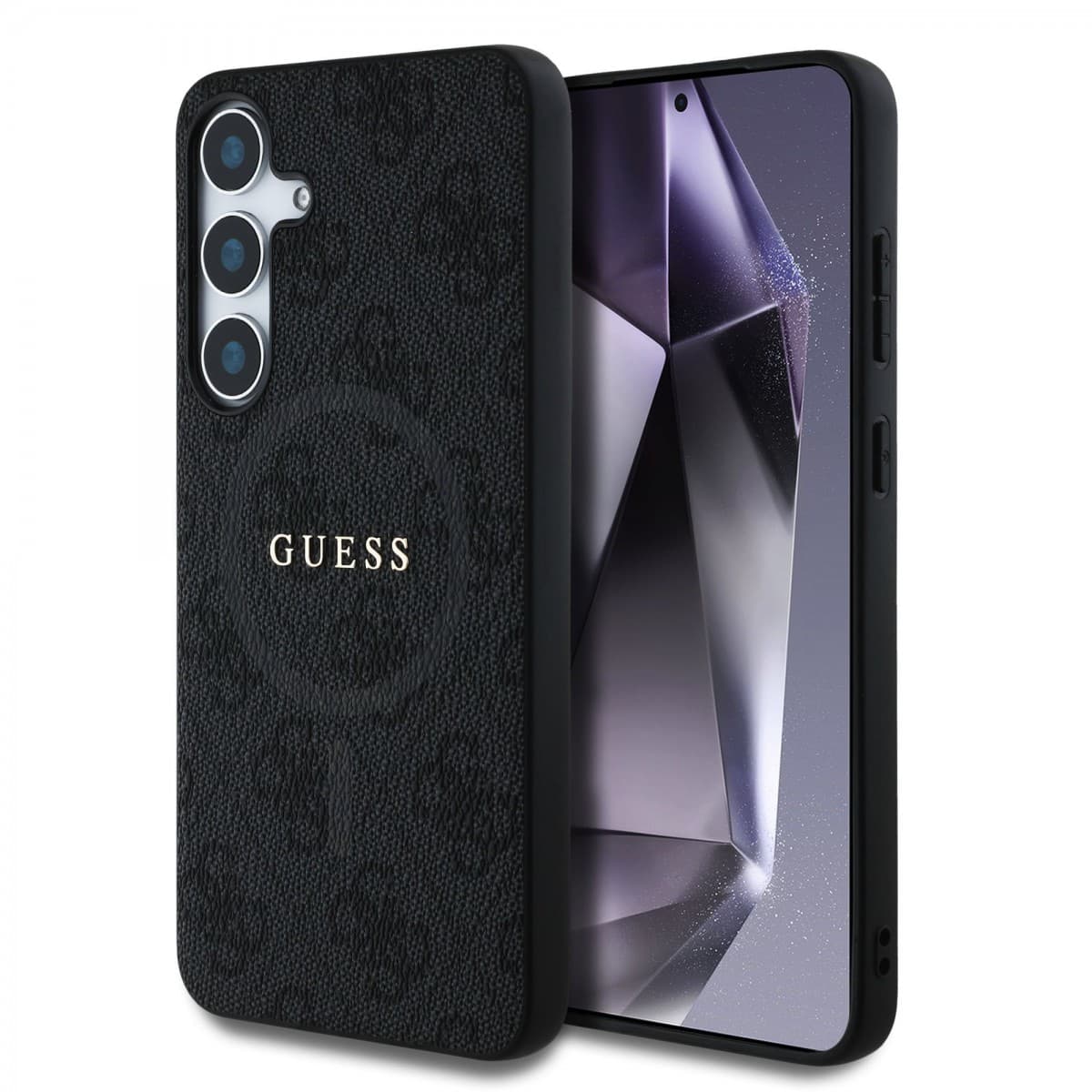 Zadní kryt Guess PU Leather 4G Colored Ring MagSafe pro Samsung Galaxy S25 Black - náhled 1