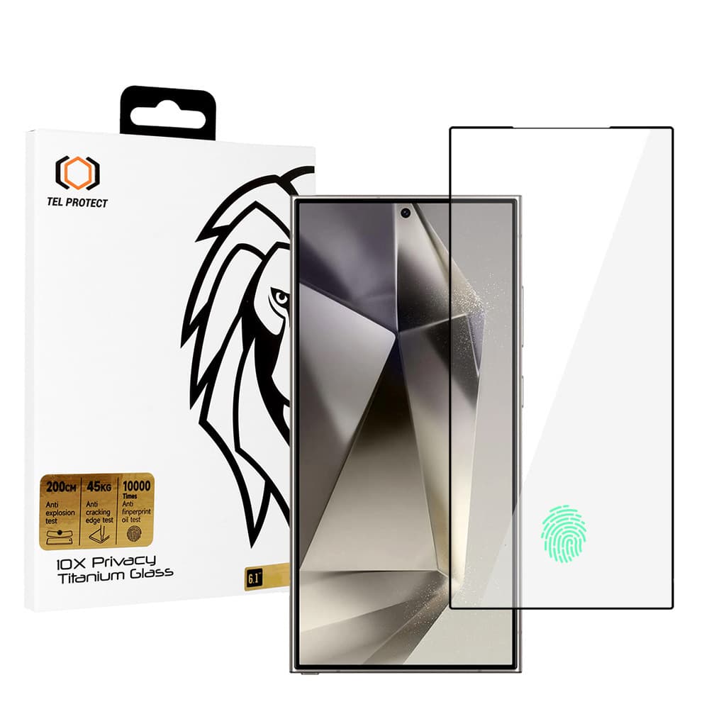 Tvrzené sklo Tel Protect 10X Privacy Titanium pro Samsung Galaxy S25 Ultra (s odemykáním otiskem prstu) - náhled 1