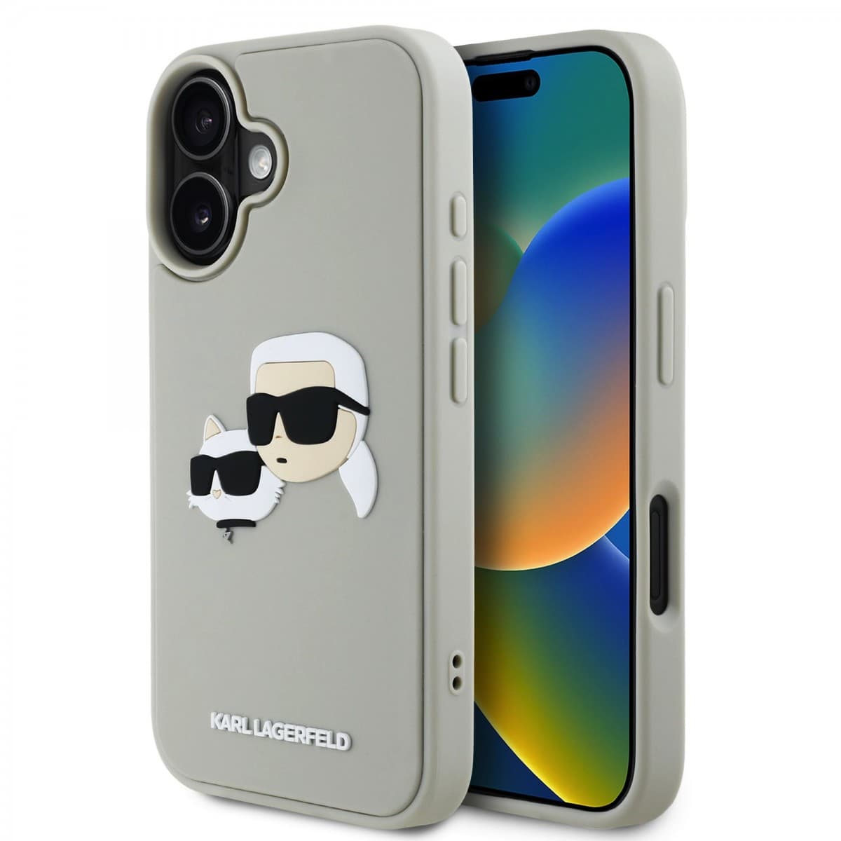 Zadní kryt Karl Lagerfeld 3D Rubber Double Heads pro iPhone 16 Beige - náhled 1