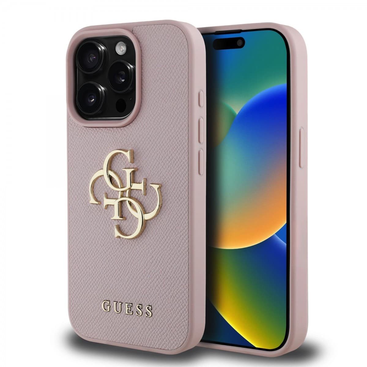 Zadní kryt Guess PU Grained 4G Metal Logo pro iPhone 15 Pro Pink - náhled 1