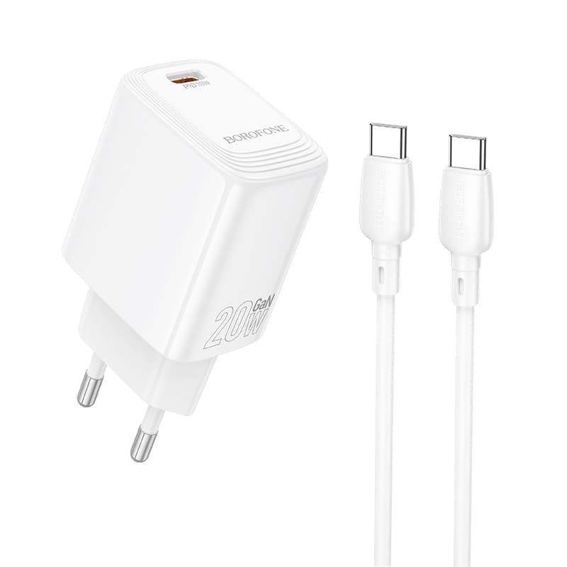 Rychlonabíječka Borofone BN26 Fuente s datovým kabelem USB-C 20W bílá - náhled 1