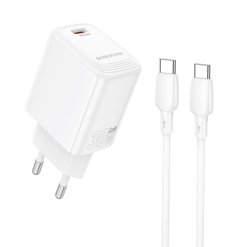 Rychlonabíječka Borofone BN28 Fuente s datovým kabelem USB-C 30W bílá - náhled 1