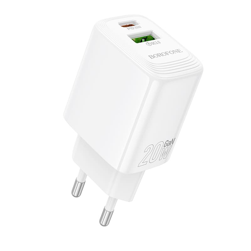 Adaptér Borofone BN27 Fuente s funkcí rychlonabíjení 20W Dual bílý - náhled 1