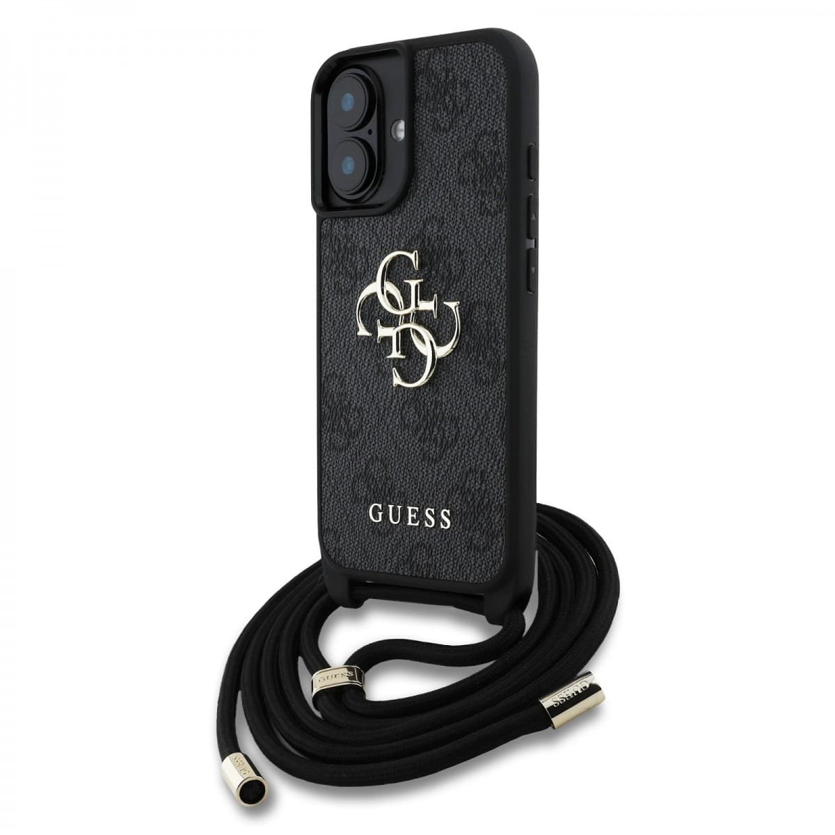 Zadní kryt Guess PU 4G Metal Logo Crossbody Popruh pro iPhone 16 Black - náhled 1