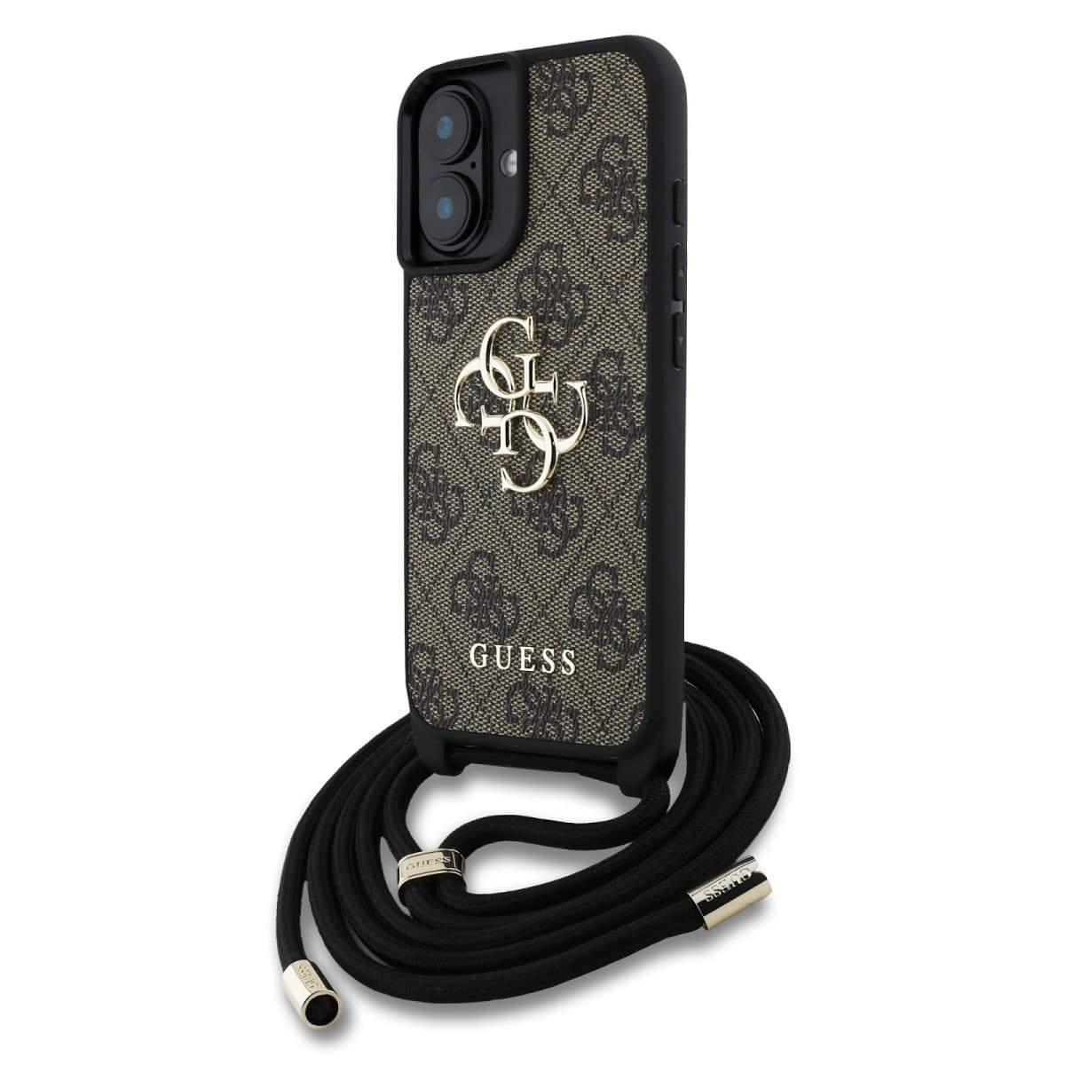 Zadní kryt Guess PU 4G Metal Logo Crossbody Popruh pro iPhone 16 Brown - náhled 1