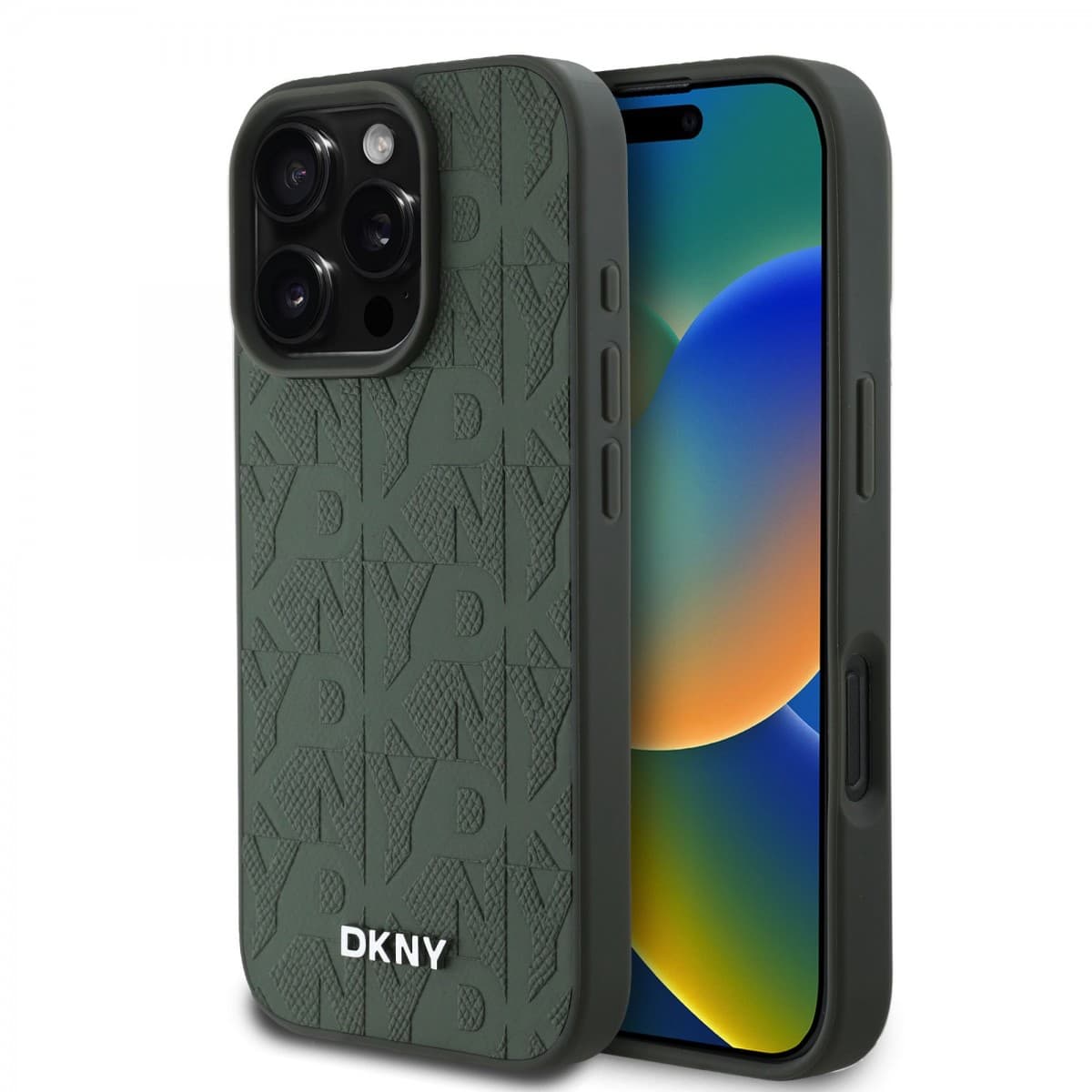 Zadní kryt DKNY PU Leather Grid Pattern Magsafe pro iPhone 16 Pro Green - náhled 1