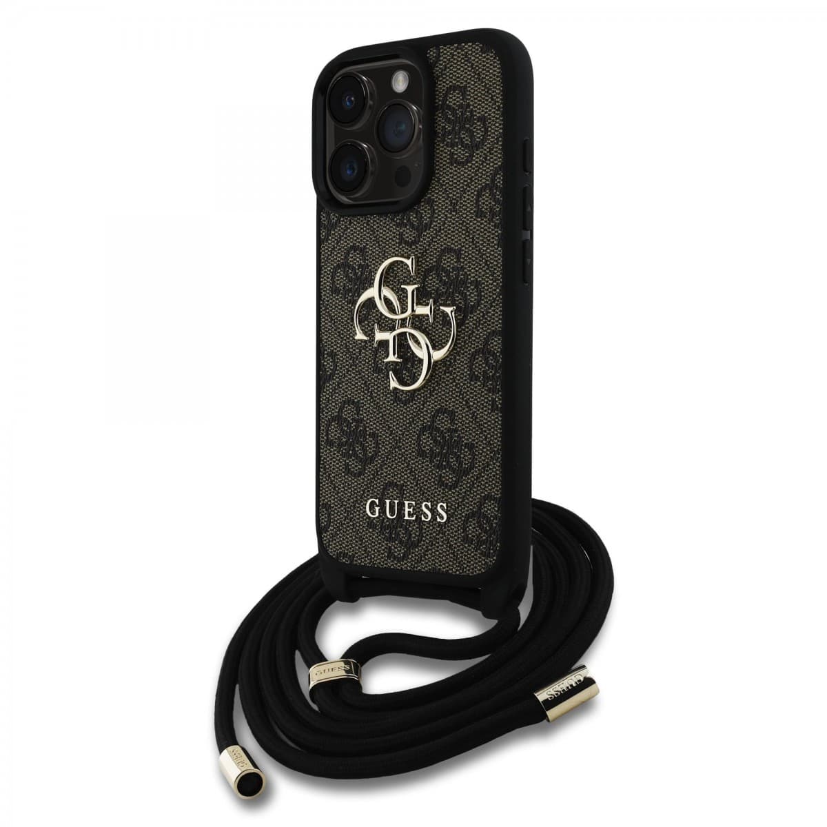 Zadní kryt Guess PU 4G Metal Logo Crossbody Popruh pro iPhone 15 Pro Max Brown - náhled 1