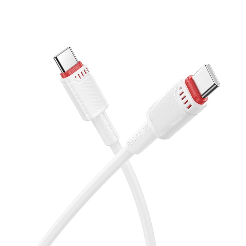 Datový kabel Borofone BX110 Beneficio USB-C - USB-C 60W 3A 1m bílý - náhled 1