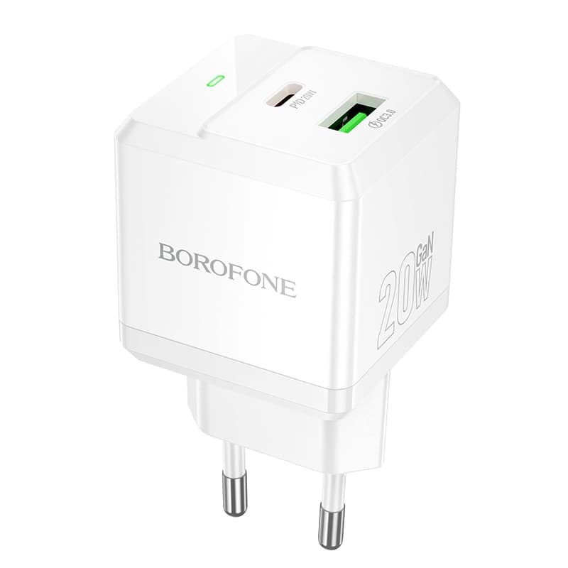 Adaptér Borofone BN19 Intenso GaN s funkcí rychlonabíjení PD 20W QC 3.0 3A bílý - náhled 1