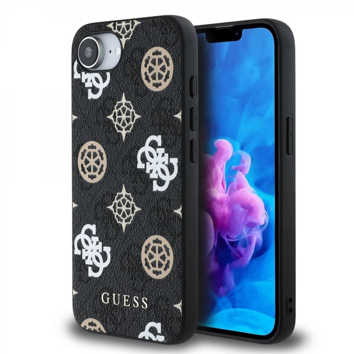 Zadní kryt Guess PU 4G Peony MagSafe pro iPhone 16e Black - náhled 1