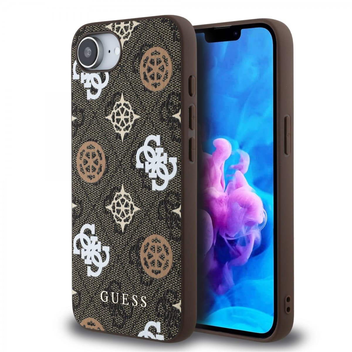 Zadní kryt Guess PU 4G Peony MagSafe pro iPhone 16e Brown - náhled 1