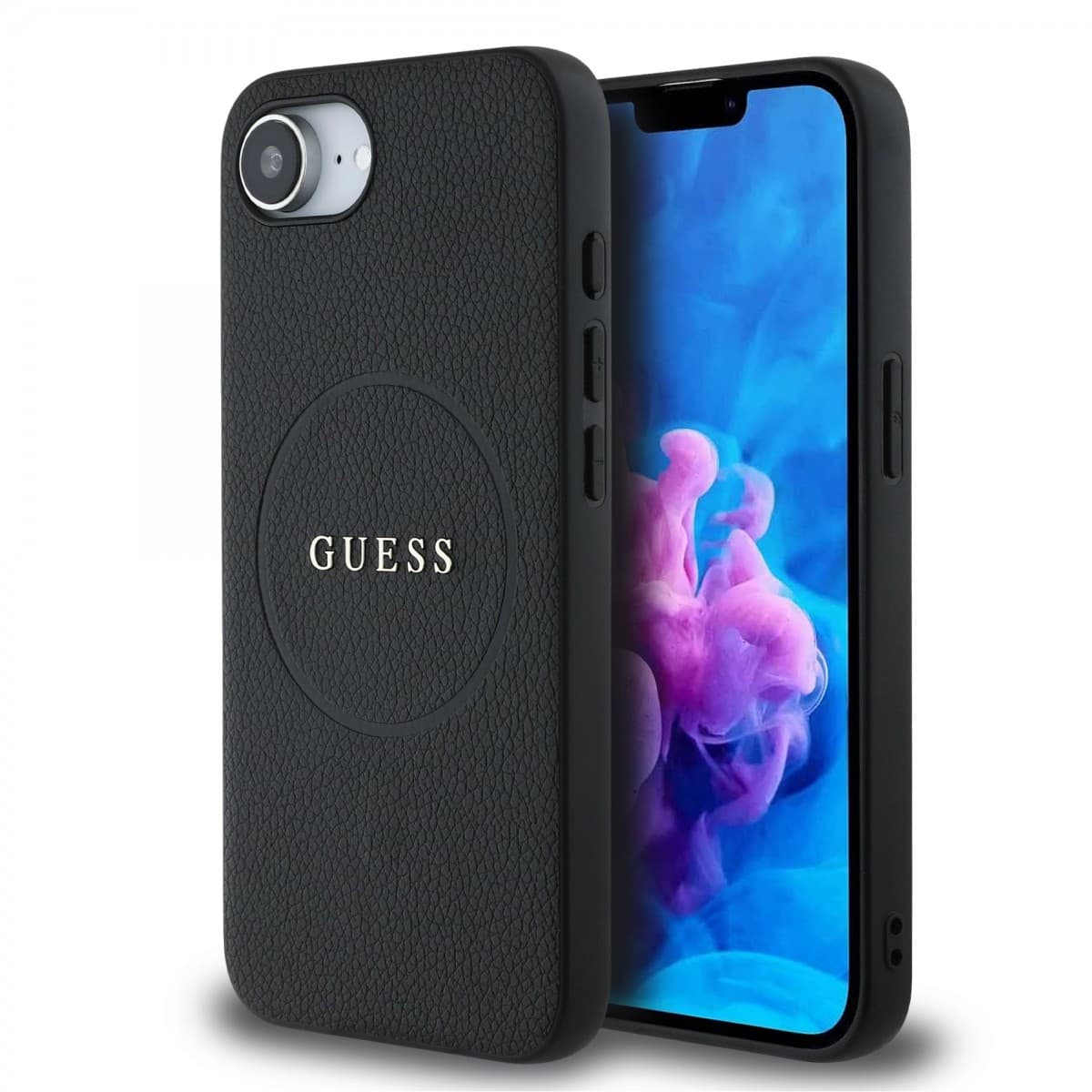 Zadní kryt Guess PU Grained Classic Logo MagSafe pro iPhone 16e Black - náhled 1